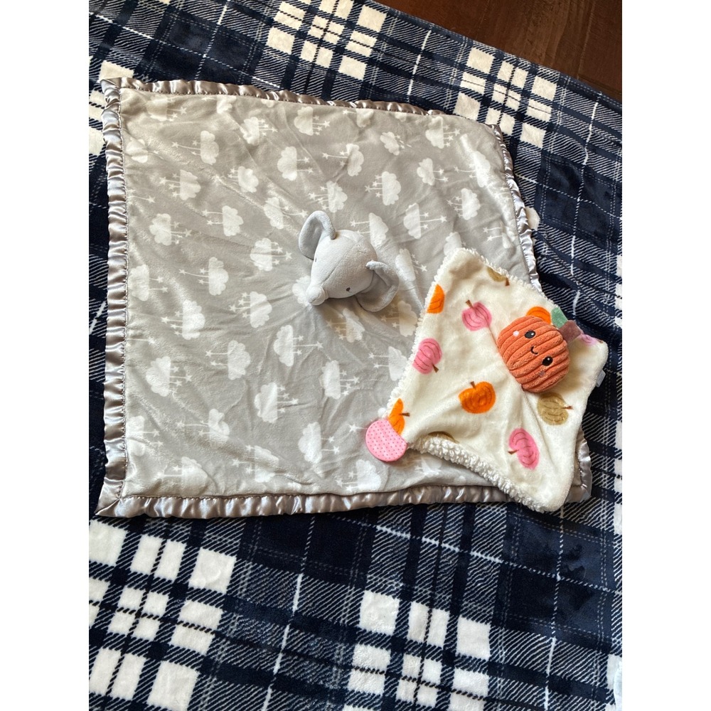 Parent's Choice Modern Baby Security Blanket Set Unisex OS Grey Orange Elephant